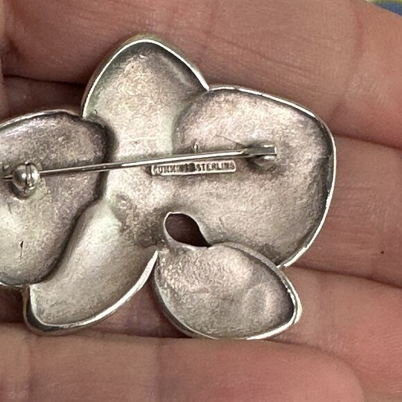 Angela Cummings 925 Sterling Orchid Brooch Pin - Picture 3 of 9